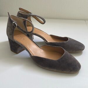 J.Crew Gray Velvet Millie Ankle-Strap Heels Size 12